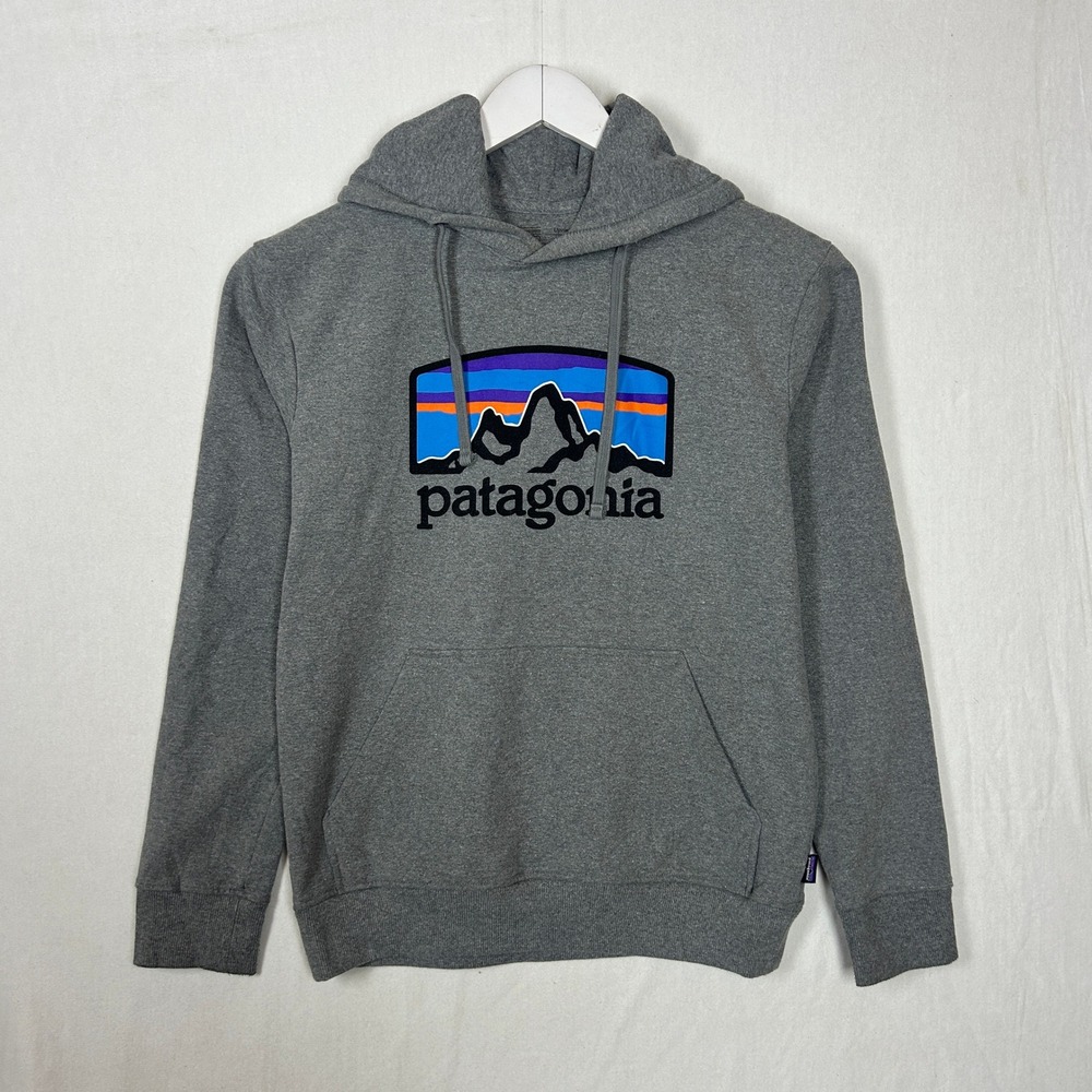Patagonia Uprisal Hoody Gray Fitz Roy Logo Pullover Sweatshirt Mens Small